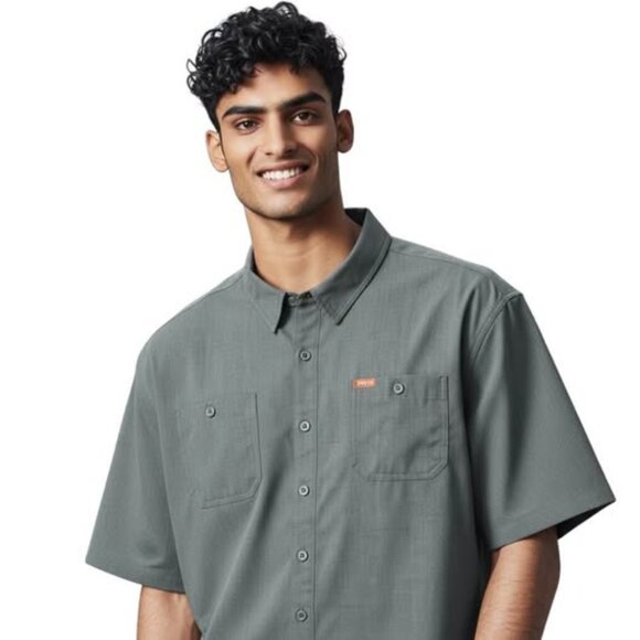 Men's Orvis SZ XL Green Woven Tech Shirt. Fishing. Outdoors. Sport. Camping. Sun - Picture 1 of 7